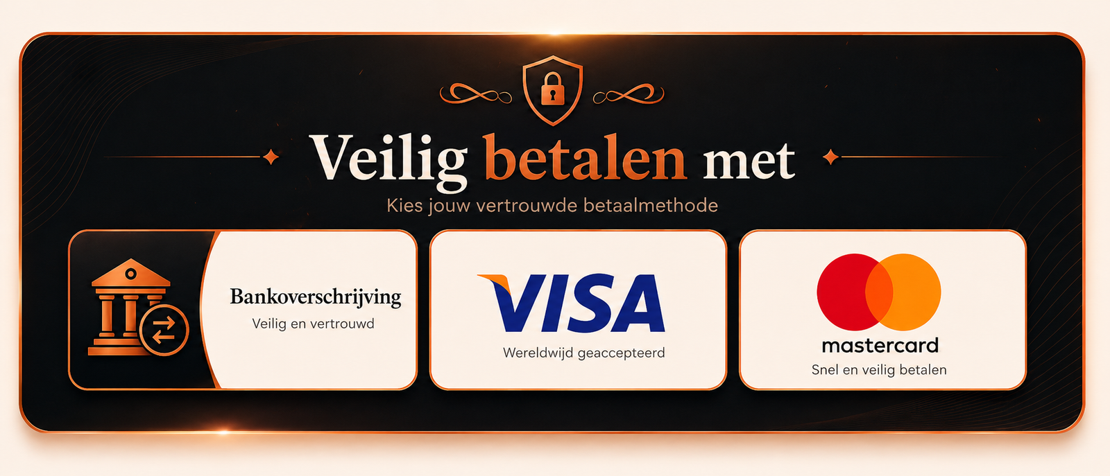 Veilig betalen met bankoverschrijving, Visa en Mastercard